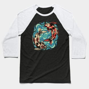 Koi Fish Peace - Vintage Yin and Yang Baseball T-Shirt